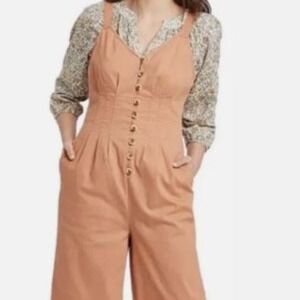Universal Thread Cropped‎ Overalls Rust Colored Wide Leg Casual Jumpsuit 14